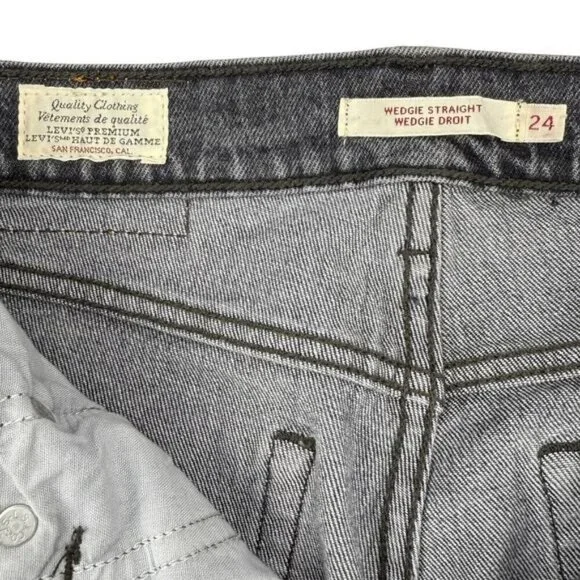 LEVI'S Premium Wedgie StraIght Fit Jean Women's Jean Size 24 Cabo Smoke Grey - Picture 5 of 9